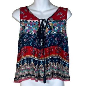 Patrons of Peace sleeveless bohemian tassel top size M